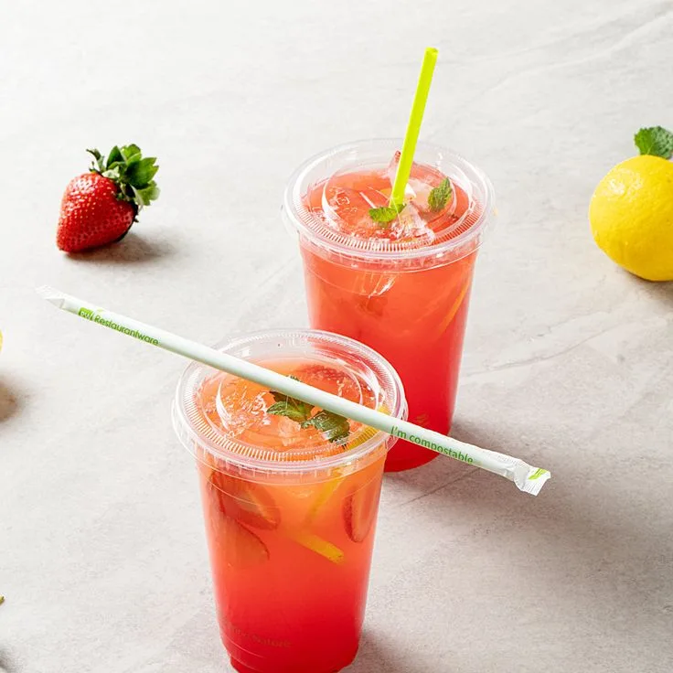 Gobelet transparent compostable PLA pour boissons froides avec couvercle dôme pour boissons glacées, adapté aux emballages de boissons à emporter et de restauration rapide.