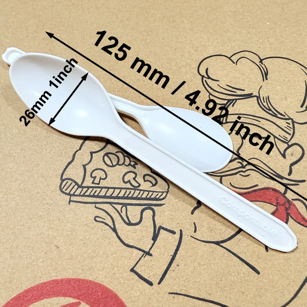 Маленькие биоразлагаемые пластиковые ложки из кукурузного крахмала для тортов/желе/мороженого/йогурта - 125 мм/4,5 дюйма-5 дюймов