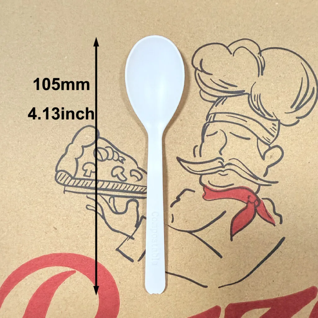Piccoli cucchiai di plastica compostabili CPLA per tè, caffè, gelato, yogurt - 105 mm/4,2 pollici