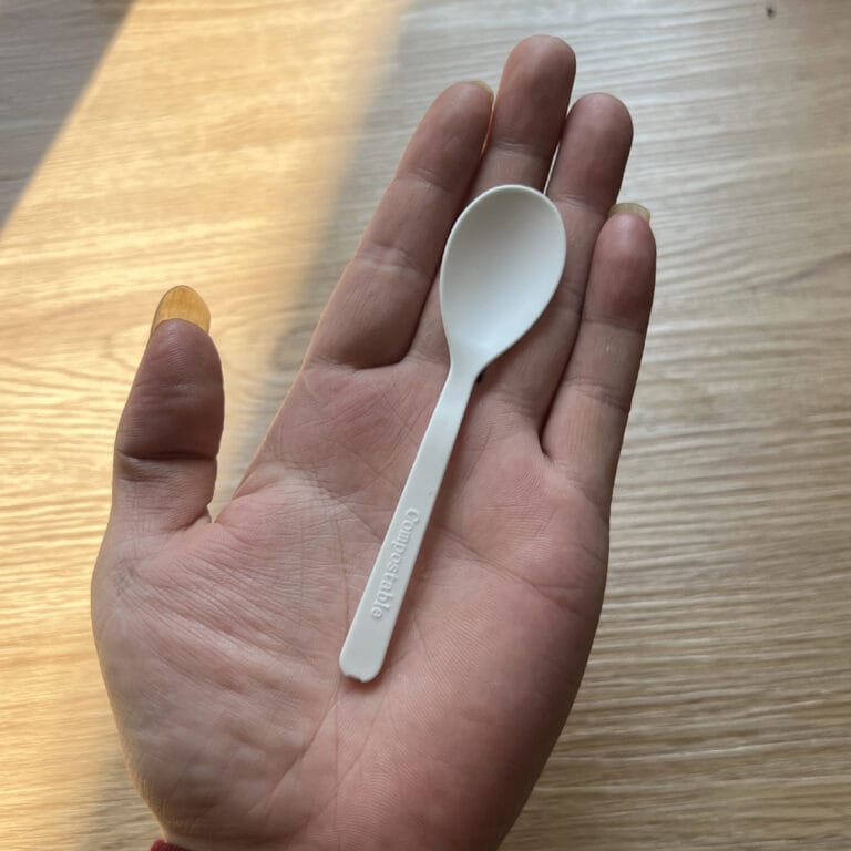 Маленькие компостируемые пластиковые ложки CPLA для чая, кофе, мороженого, йогурта - 105 мм/4,2 дюйма