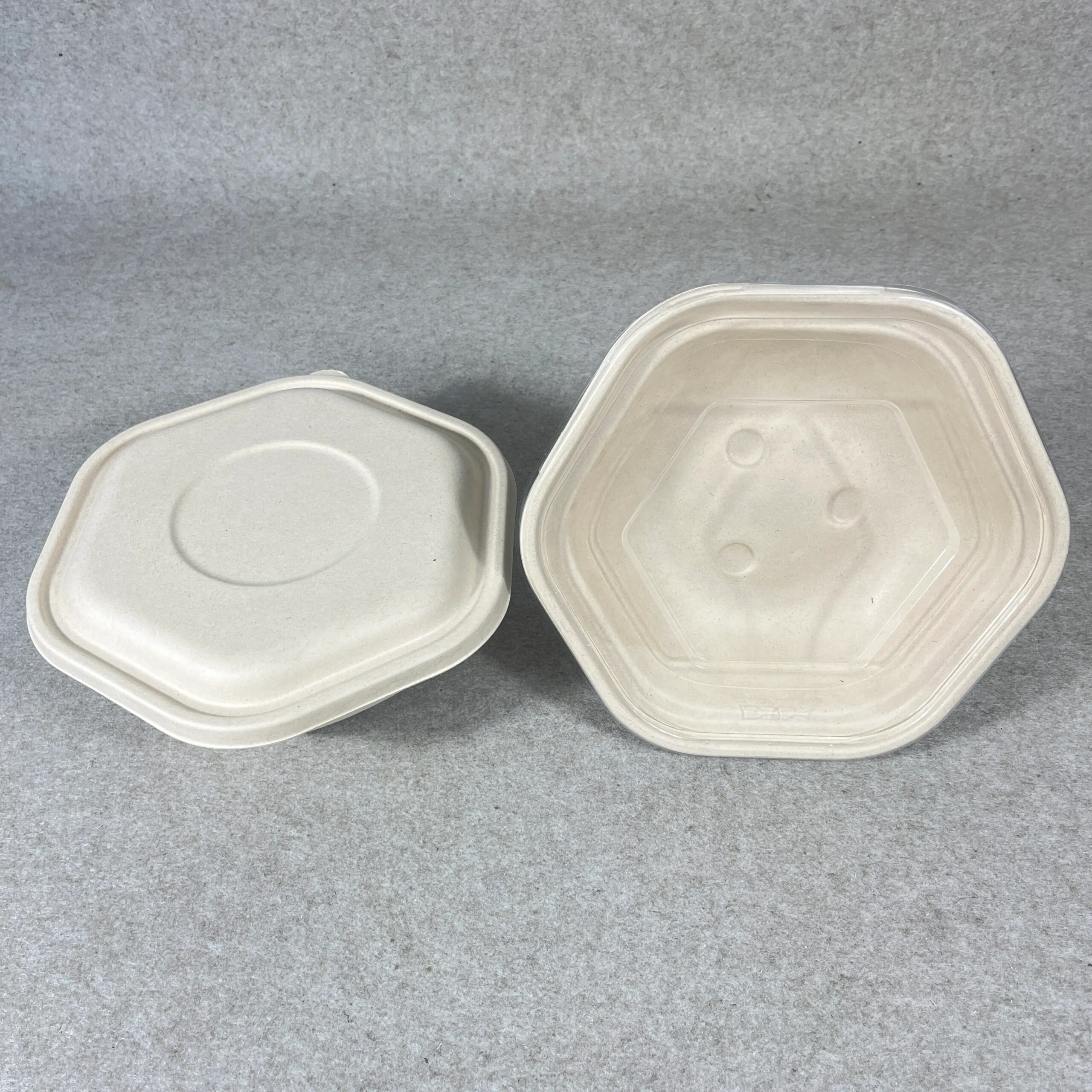 Hexagonal poke bowls 32oz 42oz and 52oz size comparison for foodservice use