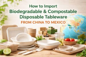 Import von biologisch abbaubarem und kompostierbarem Einweggeschirr aus China nach Mexiko, einschließlich Bagasse-Tellern, Formfaserbehältern, PLA-Bechern und umweltfreundlichem Besteck