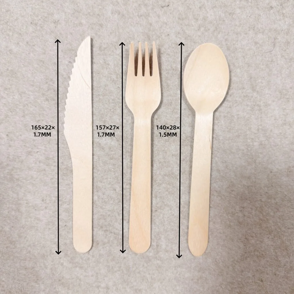 Set di cucchiai e forchette in legno posate monouso in legno