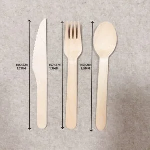 Juego de cuchara y tenedor de madera cubiertos de madera desechables