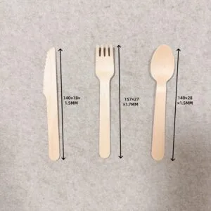 Juego de cuchara y tenedor de madera cubiertos de madera desechables