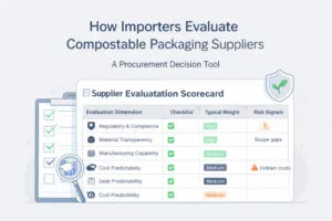 Importer supplier evaluation scorecard for compostable packaging procurement