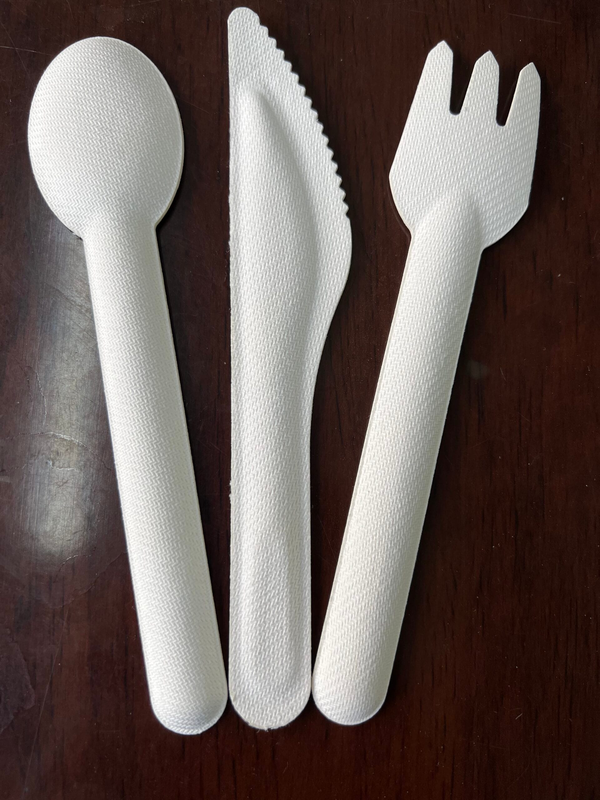 Besteck aus Zuckerrohr-Bagasse Besteck aus geformtem Fruchtfleisch Gabel Löffel Messer