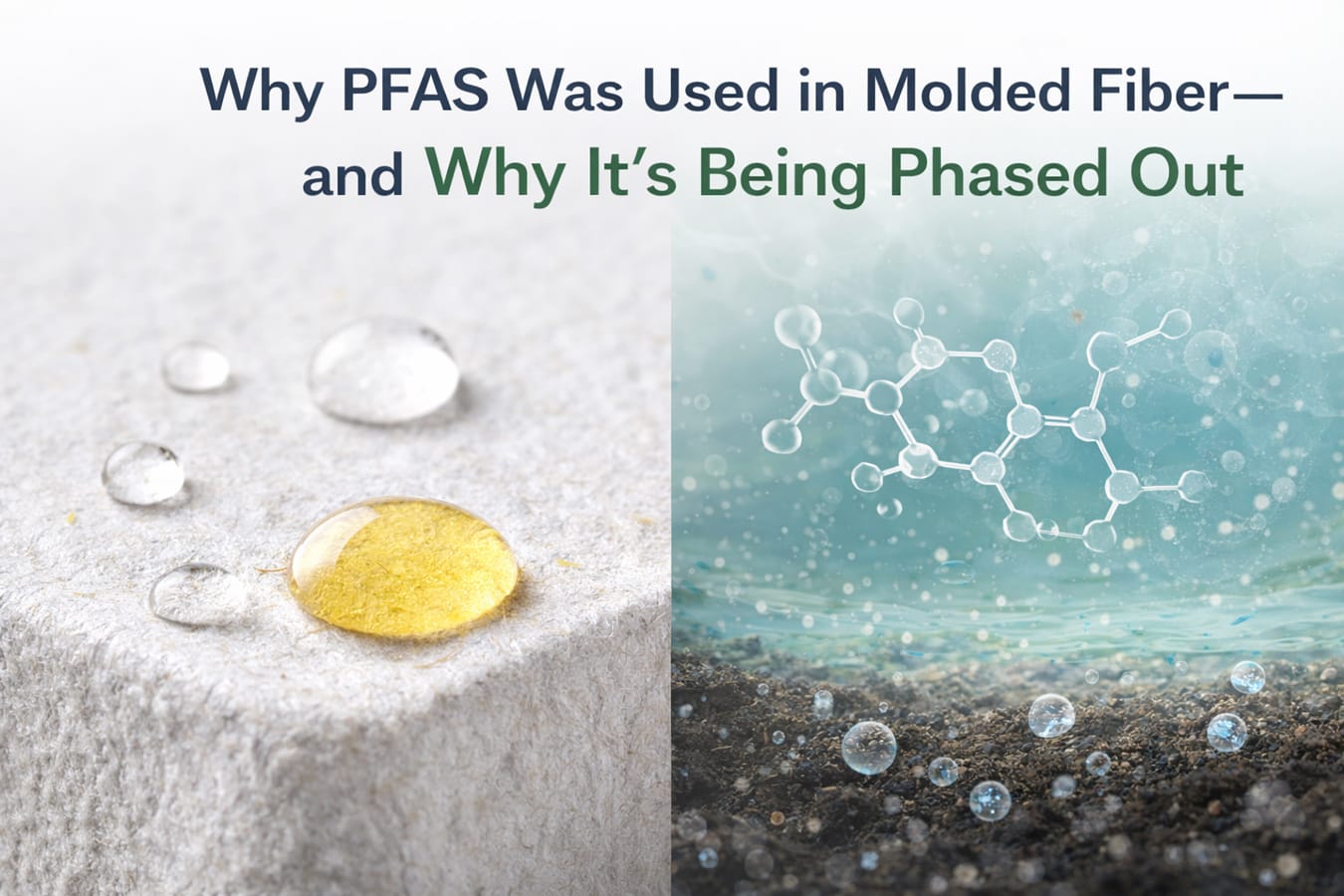 Porque é que os PFAS foram utilizados em embalagens de fibra moldada: conceito de repelência de óleo e água versus risco de resíduos ambientais a longo prazo