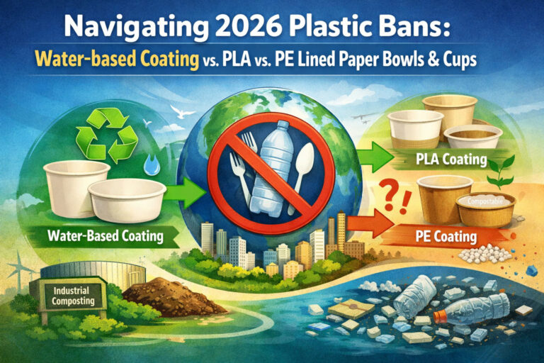 Navigating 2026 Plastic Bans: Water-based Coating vs. PLA vs. PE Lined Paper Bowls & Cups