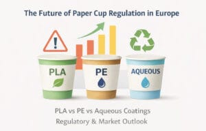 Comparação de copos de papel revestidos com PLA, PE e revestimento aquoso ao abrigo do regulamento da Diretiva da UE sobre Plásticos de Utilização Única de 2025