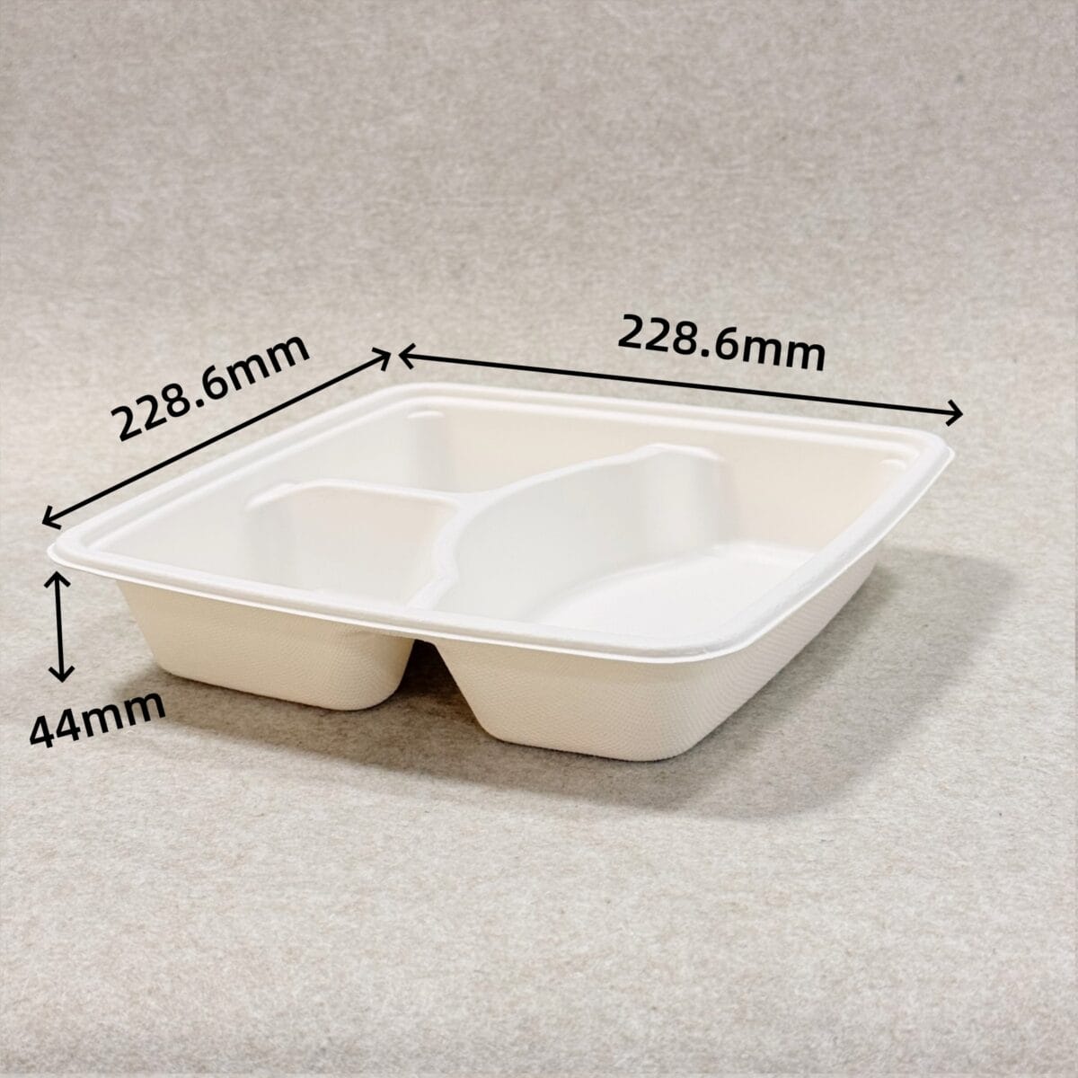 1000ml 3 compartment compostable bento box dimensions