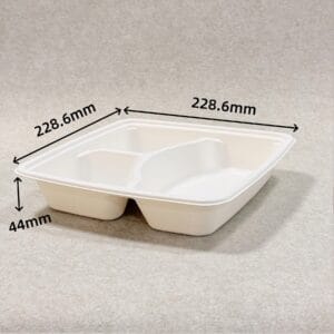 1000ml 3 Compartment Compostable Takeaway Bento Box with Lid | Bioleader®