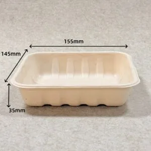 Bandeja compostable para setas 6″ x 6″ | Envases de pulpa de papel Bioleader