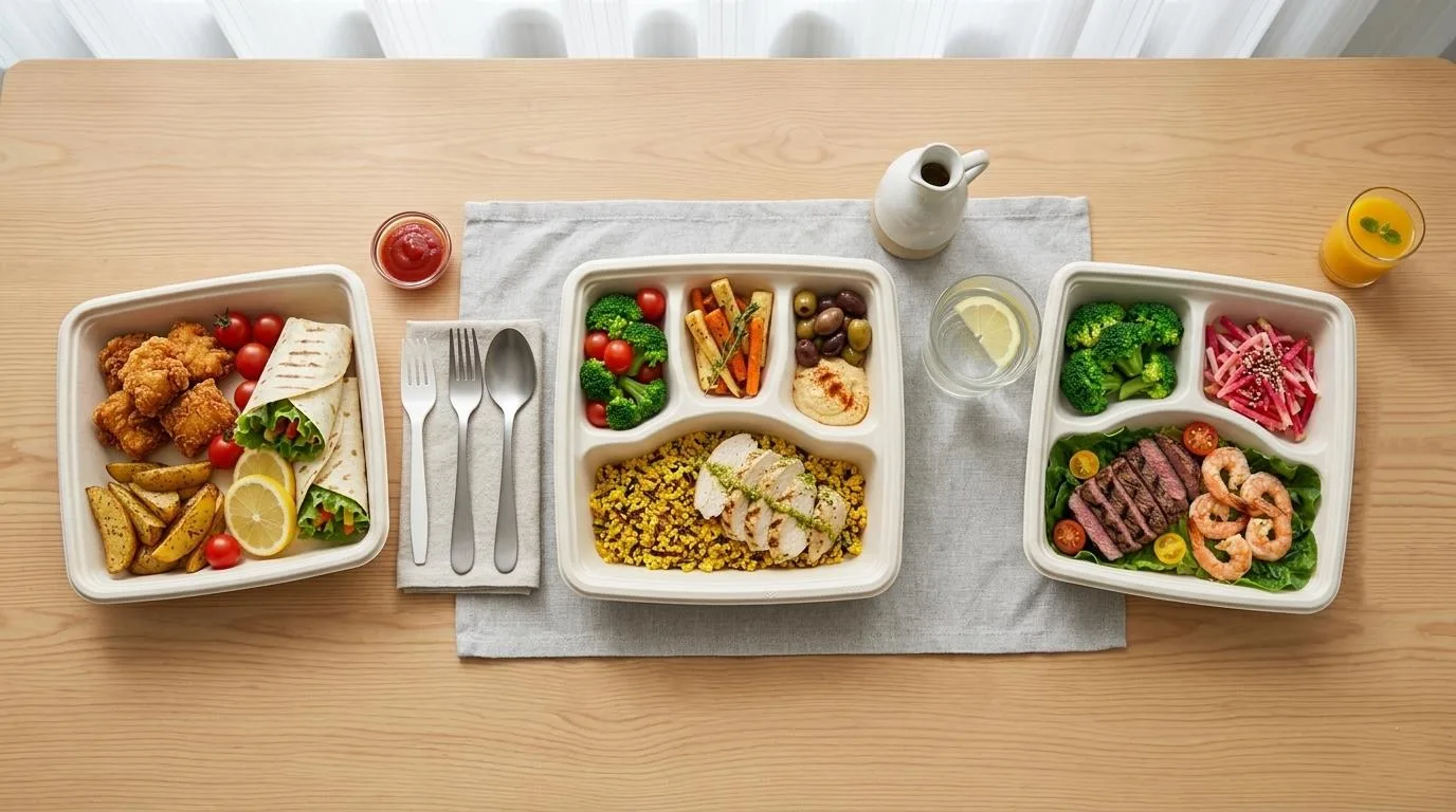 Récipient alimentaire en canne à sucre de 9 "x9" avec couvercle pour les repas à domicile et le stockage des aliments