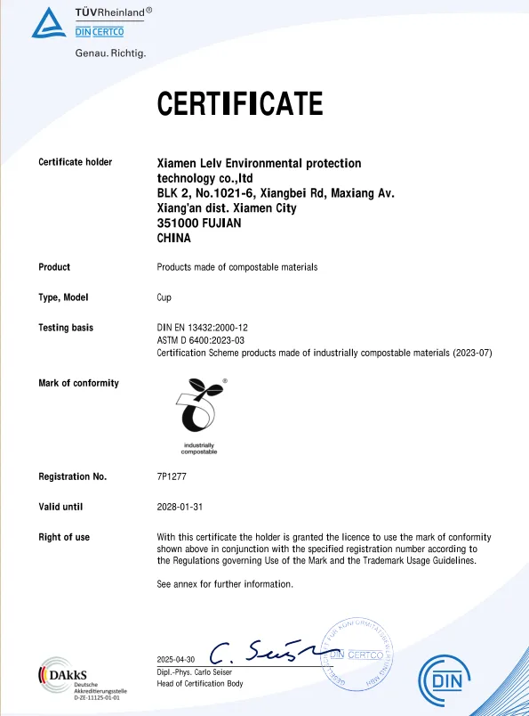 ASTM D6400 - Compostable PLA Cups