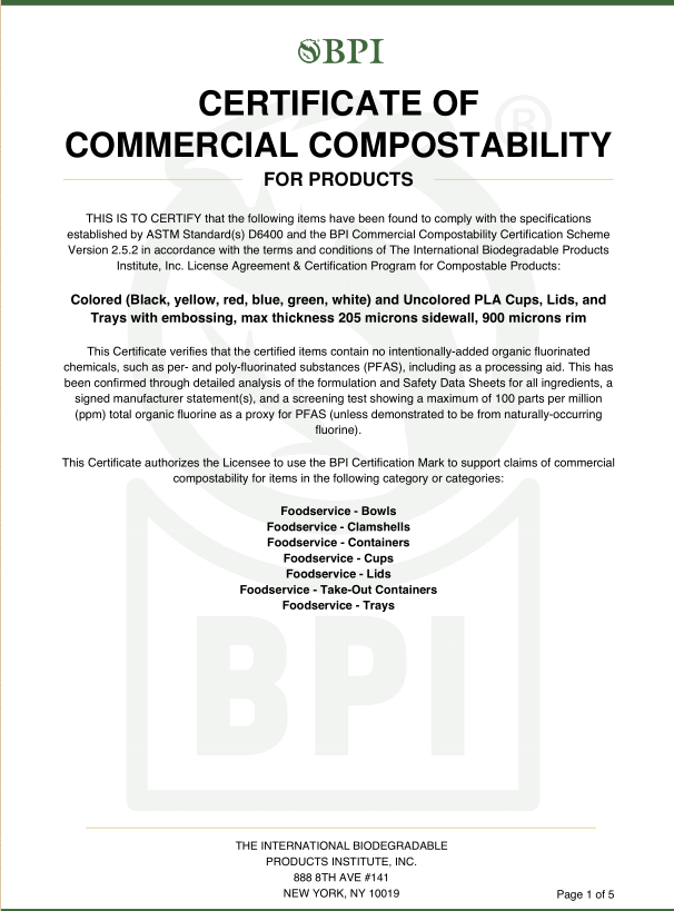 BPI - Compostable PLA Cup