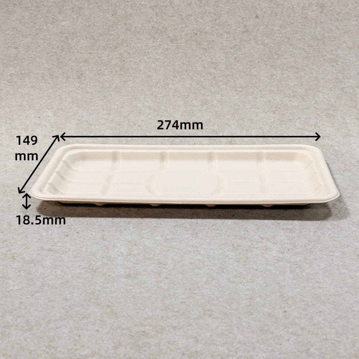 Biologisch abbaubare Fleischverpackungsschale 11 x 6 mit Größenangaben
