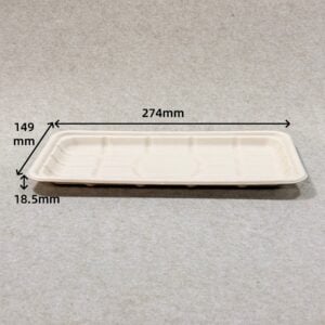 Tabuleiro Biodegradável para Embalagem de Carne 11″ x 6″ Tabuleiro de Pasta de Fibra | Bioleader®