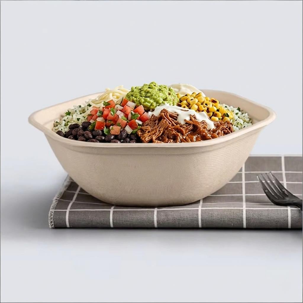 Chipotle Burrito Bowl Zeshoekige Bagasse Kommen