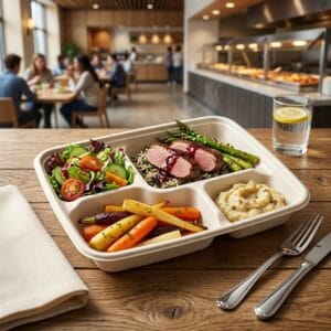 堆肥化可能な4コンパートメント・ランチ・コンテナ