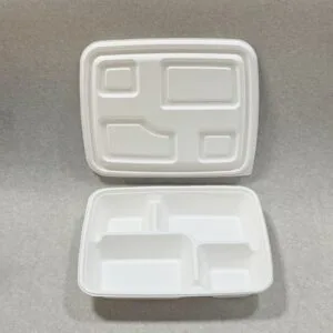 Compostable 4 Compartment Lunch Container with Lid 1000-1200ml