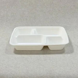 Caixa de almoço compostável com 4 compartimentos e tampa 1000-1200ml