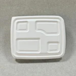 Caixa de almoço compostável com 4 compartimentos e tampa 1000-1200ml