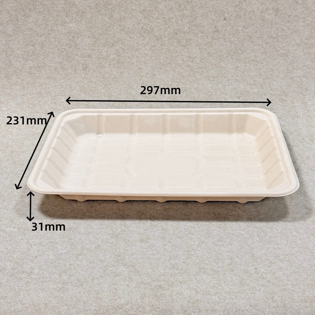 Plateau à viande en bagasse compostable 12 x 9 avec dimensions