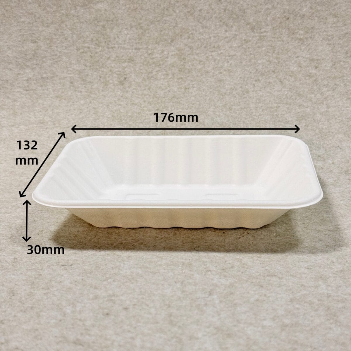 Kompostierbare Bagasse-Gemüseschale 7 x 5 mit Größenangaben