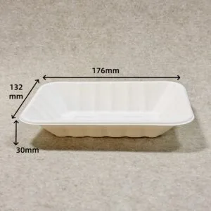 Bandeja de legumes de bagaço compostável 7 "x 5" Moldagem de polpa de fibra | Bioleader®
