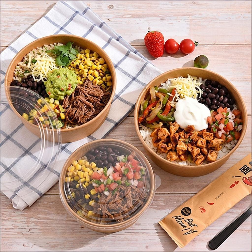 Composteerbare Chipotle Burrito Bowl Papieren Eetkom