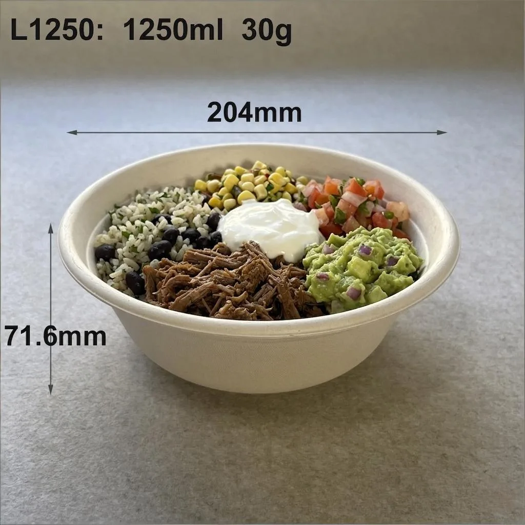 Eco-Friendly Chipotle Burrito Bowl Sugarcane Fiber Bowl