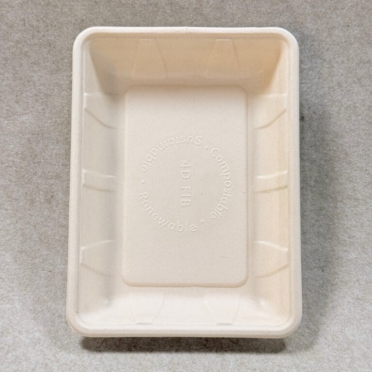 La barquette pour fruits et légumes en pâte moulée de fibres Bioleader 10 x 7 est une solution d'emballage écologique fabriquée à partir de bagasse de canne à sucre, idéale pour la présentation des produits frais, l'emballage de détail et une utilisation sans plastique.