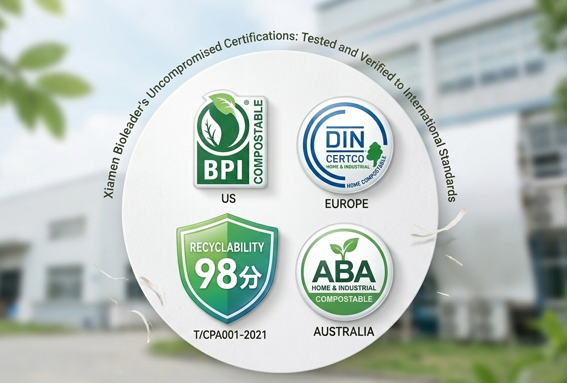 Global compostable certifications for Xiamen Bioleader paper cups & bowls