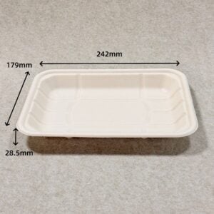 Vassoio per carne e pollame in polpa di cellulosa stampata 10″ x 7″ | Imballaggio ecologico senza plastica Bioleader