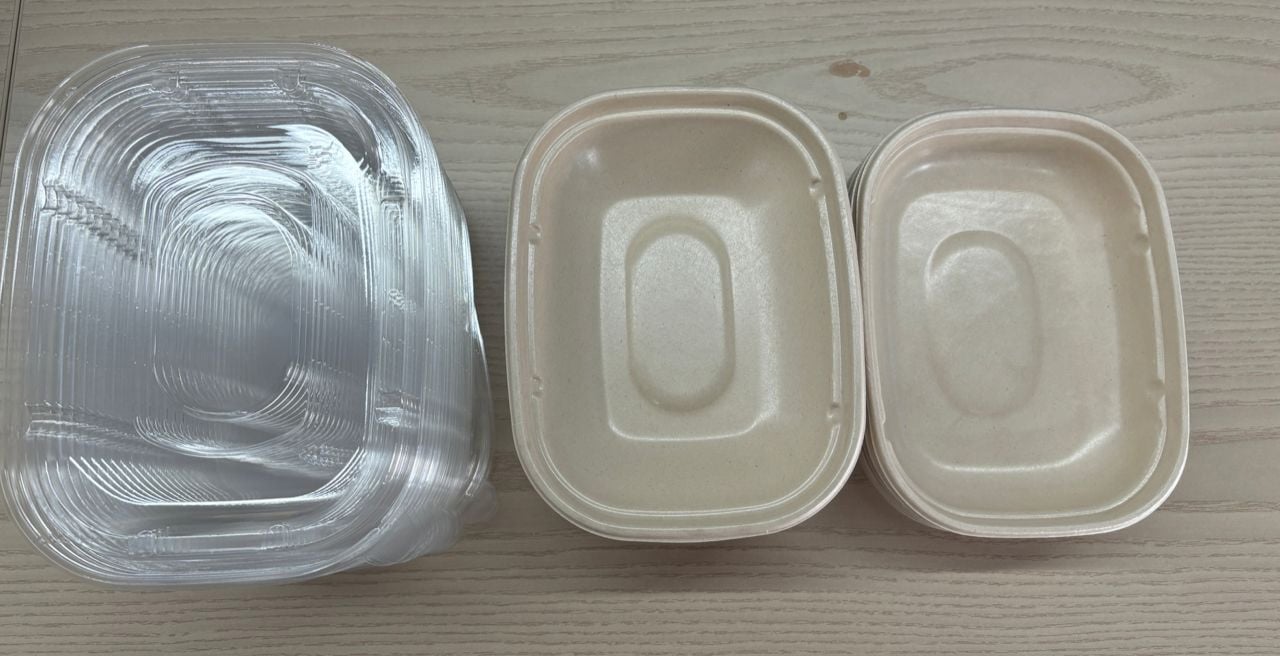 loiça de bagaço com laminação de película PLA ou revestimento PE