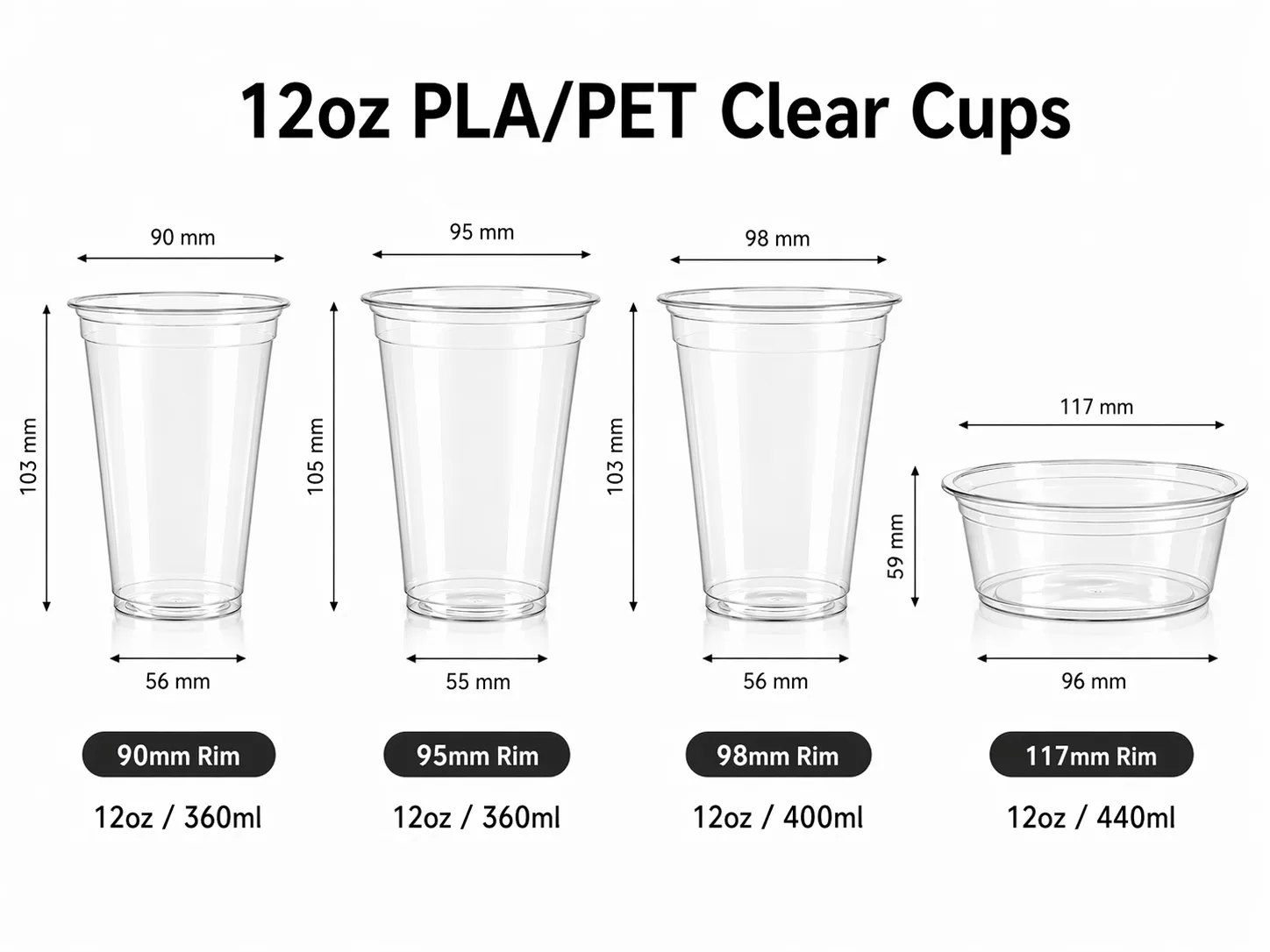 Bioleader 12oz PLA/PET bekers