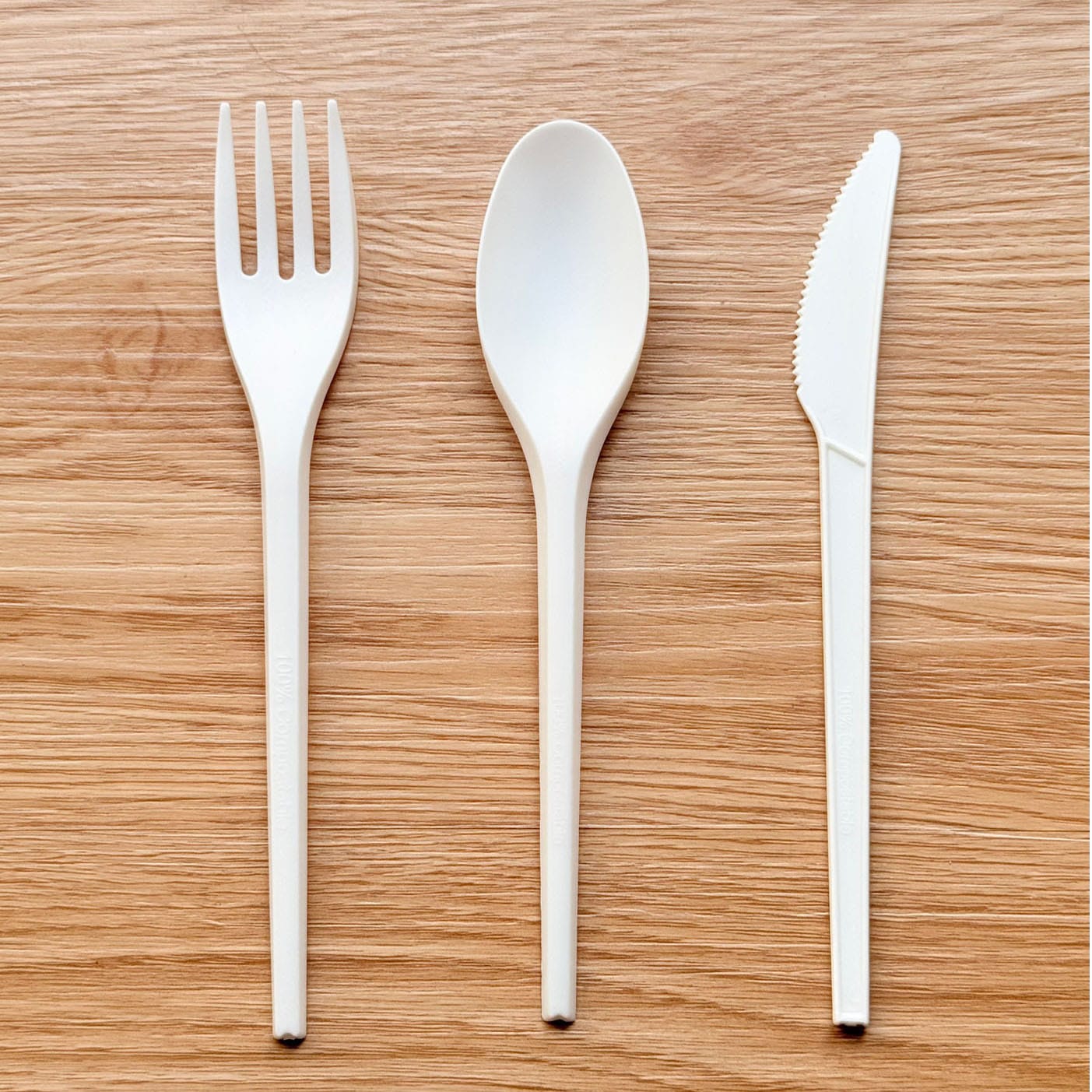 Posate In Legno Set Posate Compostabili In Bambù - Cucchiaio, Forchetta, Coltello + Fazzoletto, Confezionato Singolarmente, Biodegradabile Posate Bambù Singole