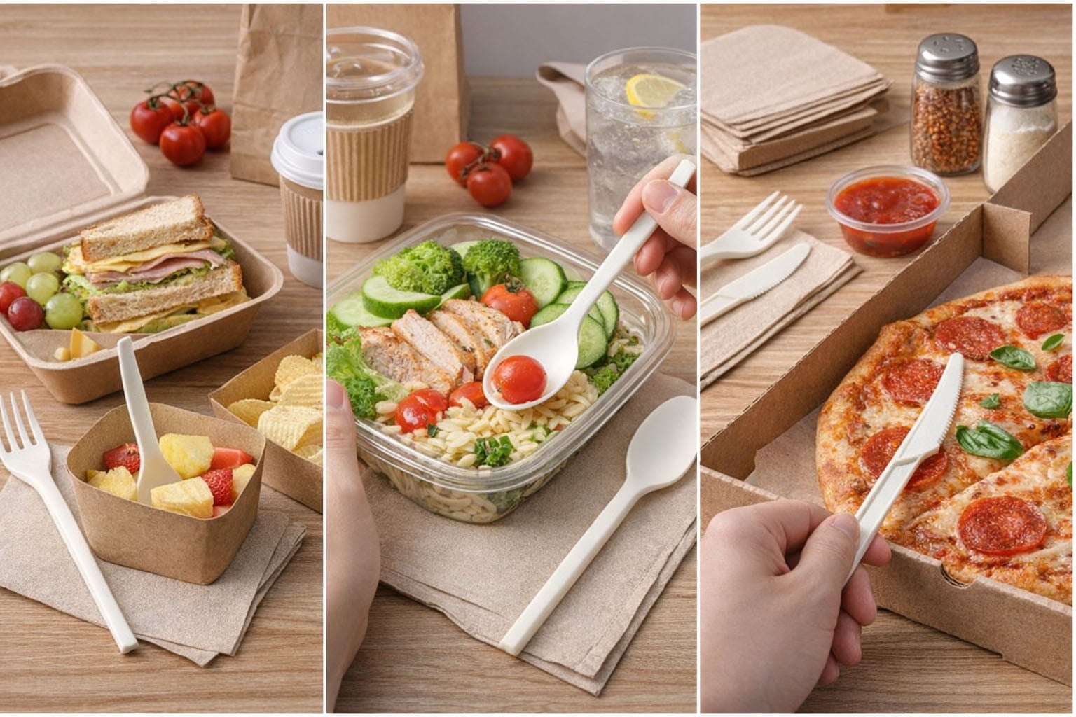 Lightweight CPLA Cutlery Set 3.3–4g in Takeaway Food Scenarios