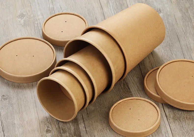 kraft paper cups and lids