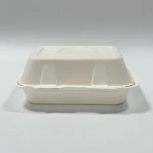 Wegwerp Sandwich Clamshell Box 7,5 x 6 inch PFAS-vrije suikerriet voedselverpakking volledig productoverzicht