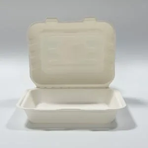 Disposable Sandwich Clamshell Box 7.5″ x 6″ PFAS-Free Sugarcane Food Packaging