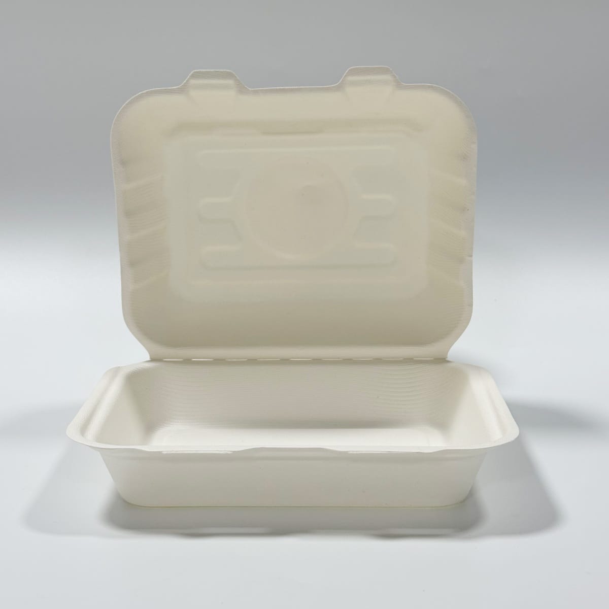 Disposable Sandwich Clamshell Box 7.5 x 6 inch PFAS-Free Sugarcane Food Packaging for takeout sandwiches and bakery meals