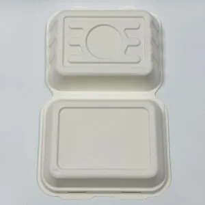 Disposable Sandwich Clamshell Box PFAS-Free Sugarcane Food Packaging product detail image