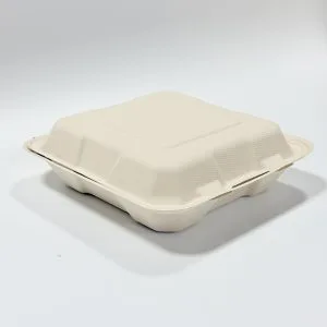 ケータリング食品配送と持ち帰り食事用の堆肥化可能な900-1000mlバガス製クラムシェルボックス