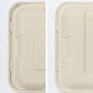 エコ食品包装用の堆肥化可能なサトウキビバガス製クラムシェル容器の詳細ビュー
