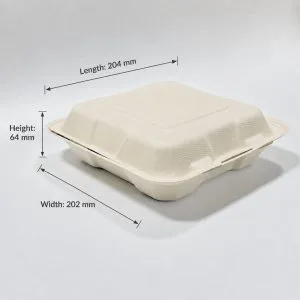 食品配送用の堆肥化可能な900-1000mlバガス・クラムシェルボックス