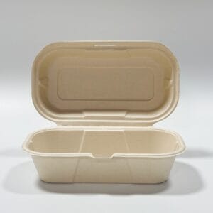 Compostable Sugarcane Puff Pastry Clamshell Box 8″ x 5″ Eco-Friendly Bakery Packaging