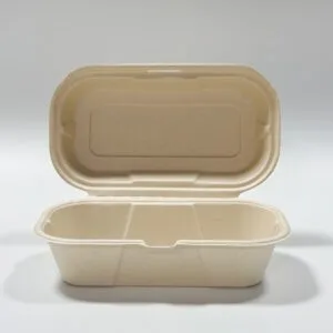 Compostable Sugarcane Puff Pastry Clamshell Box 8″ x 5″ Eco-Friendly Bakery Packaging