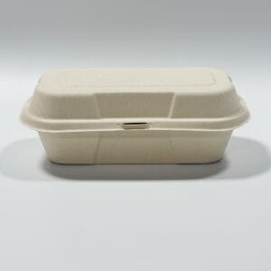 Composteerbare Sugarcane Bladerdeeg Clamshell Doos 8 x 5 inch eco-vriendelijke bakkerij verpakking volledig productoverzicht